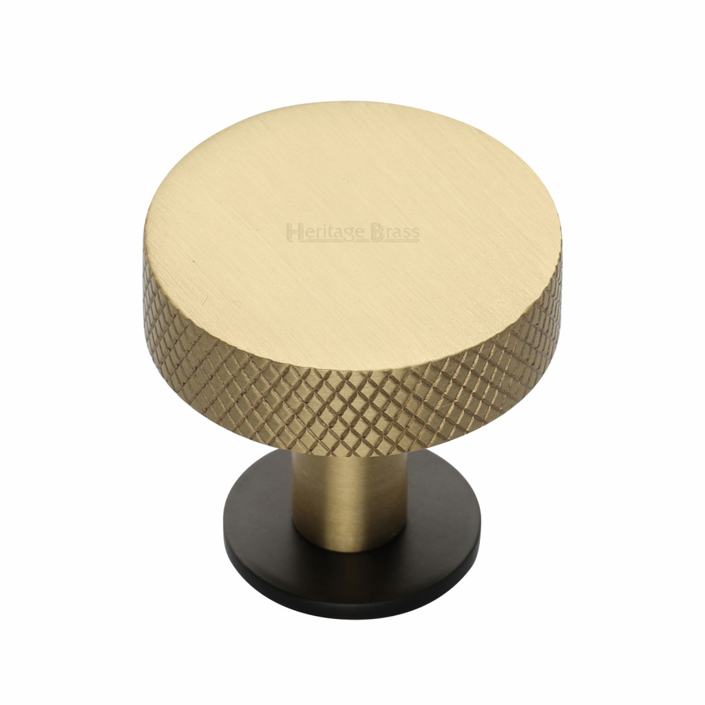 M Marcus Heritage Brass Knurled Disc Design Cabinet Knob with Rose 32mm 